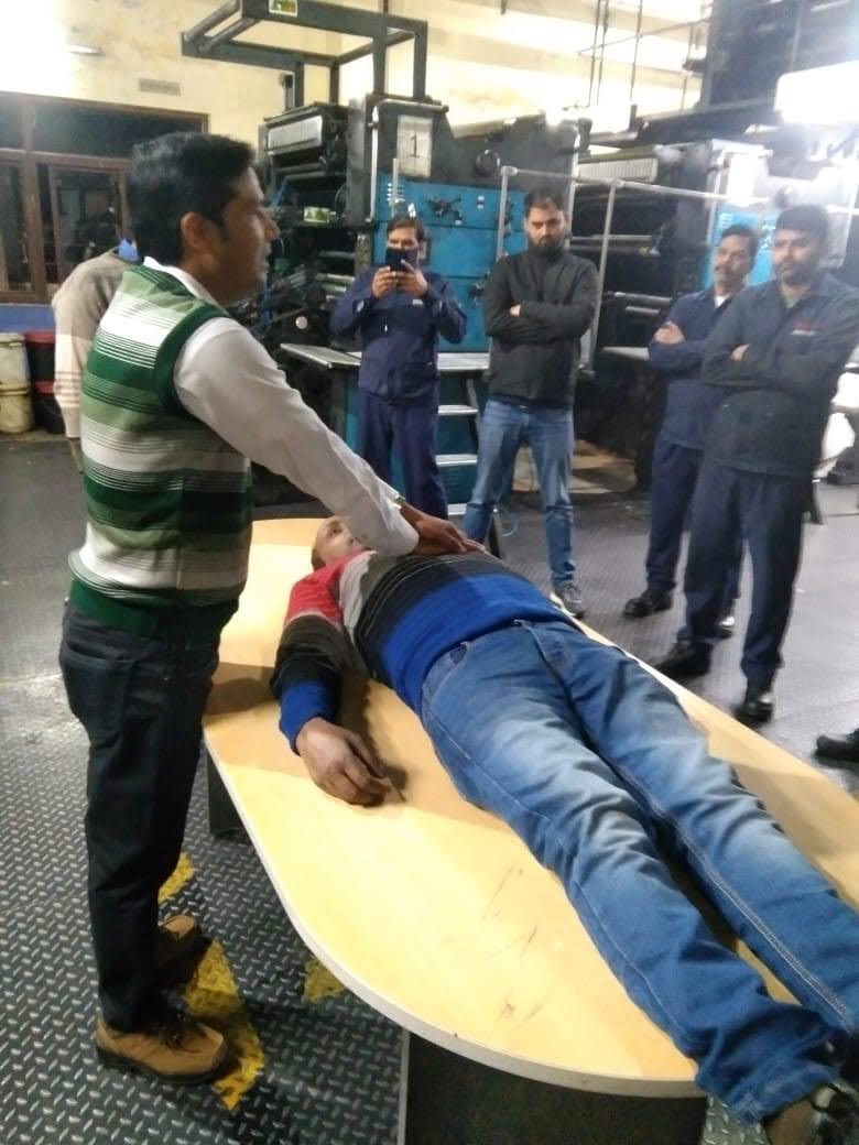 First aid, emergency CPR, and community health literacy session conducted by Dr. Riaz Ahmad in Pilibhit
